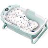 ITMNMNL Vaschetta Bagnetto Neonato Pieghevole,Vasca Neonato Bagnetto,Bagnetto Neonato,Vasca per Bambini Portatile Multiuso con Tappetino Antiscivolo e Foro di Scarico (Verde)