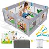 P PARVULÍ PARVULI Box per Bambini Pieghevole 120x120 cm Recinto per Bambini in Ferro Struttura Stabile, Box Neonato con Tappeto Morbido Imbottito e Rete Traspirante - Animali