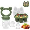 MR.TIMELAG Ciuccio per frutta in silicone (con stampo per cubetti di ghiaccio), per frutta e verdura, porridge, contenitore per alimenti per bambini, latte materno, dentizione dentale, senza BPA