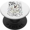 Funny Earphone Wire Mess Ghost Troppo tardi fantasma in preda al panico catturato in fili PopSockets PopGrip Adesivo