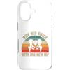 Funny Bionic Woman Hip Surgery Gifts Custodia per iPhone 17 Un pulcino dell'anca con uno scheletro retrò tramonto dell'anca