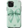 Coquette Aesthetic Green Bows & Ribbons Custodia per iPhone 11 Pro Carino Mint Verde Bow Modello Coquette Ragazze Estetica