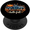 Halloween Pumpkin Buffalo Plaid Truck He Hello Fall Camicia Divertente Halloween Zucca Buffalo Plaid Camion PopSockets PopGrip Adesivo