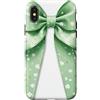 Coquette Aesthetic Green Bows & Ribbons Custodia per iPhone X/XS Carino Fiocco Verde Coquette Ragazze