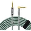 OTraki Cavo per chitarra con cavo per chitarra da 6,3 mm, 3 m, cavo intrecciato verde con spina ad angolo e 1 jack standard per chitarra elettrica, basso, tastiera (1 pezzo)