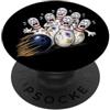 Scared Bowling Pins Humor Spilli da bowling spaventati cartone animato divertente bombetta sport gioco umorismo PopSockets PopGrip Adesivo
