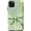 Coquette Aesthetic Green Bows & Ribbons Custodia per iPhone 11 Pro Max Grazioso nastro verde a scacchi verde menta scuro verde salvia