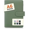 SKYDUE A6 Raccoglitore in Similpelle, Raccoglitore A6 Riempibile, Budget Binder, Quaderno (Carta Interna Non Inclusa), Organizer per Ufficio, Scuola e Viaggio (Verde Oliva)