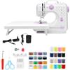 BRAVECOW MiNi, macchina da cucire con tavolo scorrevole, set di accessori da cucito per bambini e principianti, 12 punti integrati e luce LED integrata, pedale incluso