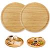 Rebanky 2 Pezzi Vassoio Bambù Rotondo Vassoio per Servire Bambù 30 cm, Vassoi da Portata Legno Rotondo Piatti in Bambù per Tavolino da Salotto, Alimenti, Frutta, Pane, 30 x 30 x 2 cm