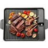 YNNHUDEEP Bistecchiera rettangolare da 37 x 26 x 3 cm, antiaderente, senza fumo, per induzione, fornello a gas, fornello a gas e da campeggio, accessorio versatile per cucina e esterni, in alluminio