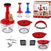 Akitaink Samurai Tritì Plus Tritatutto Manuale a Pressione con 5 Lame in Acciaio Inox, 3 Contenitori, Emulsionatore, Mezzaluna Ondulata e Coperchio Salvafreschezza, Colori Assortiti