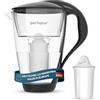 PerloPur PearlCo - Filtro per Acqua in Vetro (Nero) con 1 Cartuccia filtrante Universal Classic - Adatto per Brita Classic