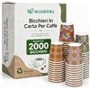 ecodrinks 2000 Bicchieri Caffe Carta Da 75ml - Set Bicchierini caffè Monouso per Bevande Calde/Fredde - Biodegradabili, Eco-friendly e Made in Italy, Movida