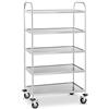 Royal Catering RCSW-5.1 Carrello Portavivande Carrello di Servizio Carrello Cucina (5 Ripiani, Capacità di Carico 150 kg, Distanza tra i Vassoi 27 cm, Protezione Anti-Urto) Acciaio Inox