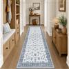 INOVADAY Tappeto Lavabile Antiscivolo a Pelo Corto Vintage Boho 80 x 250 cm per Soggiorno, Corridoio, Camera da Letto, Cucina, Ufficio, Sala da Pranzo e Ingresso, Blu marino