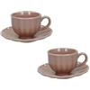 BRANDANI set 2 pezzi tazzina caffè con piattino in porcellana stoneware Calipso rosa cipria