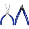 TOOLUTION Set di 2 pinze di precisione, mini pinze a becco ago da 12,7 cm e tronchesi per cavi, in acciaio al carbonio ad alto tenore di carbonio, pinze per gioielli a molla, per artigianato, modellismo