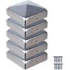 Attas - Tappi per pali 6 x 6 cm (5 pezzi) con viti in metallo per pali in legno e pali in metallo, 60 x 60 mm, tappi di protezione per pali di recinzione, tappi di copertura in acciaio zincato, a