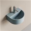 EMKE Lavabo Semicircolare 303 x 255 x 120 mm - Lavabo Sospeso da Parete in Ceramica per WC Ospiti e Bagno - Design Moderno,Grigio azzurro opaco
