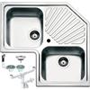 Fhuller Lavello Incasso Cucina Angolare FHULLER Mod.SINTESI ANGOLO Art. STAN2VV90VS in Acciaio Spazzolato 83X83 2 Vasche Saldate 34X40 Profonde H 19,3 + Gocciolatoio. Made in Italy
