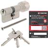ToniTec ABUS A93, cilindro di chiusura monochiave personalizzato, cilindro per serratura con sistema di chiusura a 3 chiavi e Code Card ToniTec, cilindro con pomolo di profilo C73, dimensioni 30/80K mm