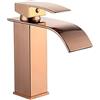 Generico Rubinetto Bagno Lavabo Miscelatore Lavabo Rubinetto per Lavabo Ugello Piatto Cascata Ugello A Foro Singolo Cascata Calda E Fredda Raccordi per Lavello In Oro Rosa Lavabo Rubinetti Bagno