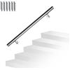 Randaco - Corrimano in acciaio inox per scale, corrimano da parete, corrimano per scala con supporto a parete e tappi terminali, per scale interne ed esterne, balconi e parapetti, lunghezza: 80 cm