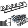 Froadp rastrelliera per biciclette da pavimento per 6 biciclette, supporto multiplo per larghezza di pneumatici da 30-65mm, porta bici in acciaio galvanizzato, montaggio a pavimento e a parete, nero