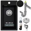empiria SINK QUALITY SINK QUALITY Lavello da cucina piccolo nero 28 x 50 cm - lavello sottile con sifone e impregnante - lavello in granito piccolo per sottolavelli a partire da 40 cm - Lavello da incasso in granito