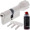 ToniTec Abus ECK550 - Set di serratura a cilindro con pomello, 3 chiavi, misura 45 55 K mm + detergente ToniTec