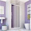 HDcasa Box Doccia Iris PVC 80x185 cm 1 Lato Apertura Laterale, Pannello Acrilico Semitrasparente Effetto Goccia, Anta Scorrevole con Rotelle in Nylon, Chiusura Magnetica Reversibile (130 cm)