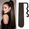 Gairyan 55cm Coda Capelli Extension Coda di Cavallo Lisci Posticci per Capelli Wrap Around Ponytail Extension Finta Estensione Sintetici Lungo per Donna, Marrone Cioccolato