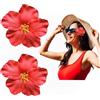 Zhhuoc 2 fermagli per capelli con fiore hawaiano rosso, per donne e ragazze, alla moda, accessori per capelli per ballerine, matrimoni, feste in spiaggia, 8 cm