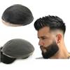 Mprosthesis Toupee da Uomo Morbido Pizzo Svizzero 10 x 8 - Sistema di Sostituzione dei Capelli Umani, Protesi Capelli (#1b Off Black)