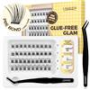 LASHVIEW Selbstklebende Wimpernbüschel Wimpern, Press-on Lashes 10-16mm Individuelle Wimpernverlängerung Kit (56PC)
