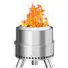 Wakeyard Braciere senza fumo, da 15 pollici, portatile, senza fumo, per esterni, con attizzatoio e borsa per il trasporto, braciere in acciaio inox, facile da installare e riporre, colore argento
