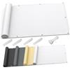 AJALGZ Frangivisto per Balcone 65x150cm - Telo Copri Ringhiera Protezione Privacy e Resistente UV | Copertura Frangivento per Ringhiera, Terrazza e Giardino, incl. Fascette, Bianco
