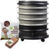 WORMbox | Vermicompostaggio 4 Vassoi Grigio + 500g di Vermi Lombrichi / 1000 pz. + 1 Cocco | 64L | Compost di Rifiuti Organici Compostiera Vermifuga Lombricompostiera | Lombrichi = Humus lombrico
