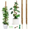 HTRTRR 2 Pezzi 120 cm Totem Bastoncino di Cocco Pieghevoli, Totem Palo di Cocco Bastoncino per Monstera Piante Rampicanti Supporto Estensione, con 4 Etichette per Piante 40 Fascette e 2 Corde 10m