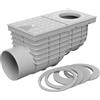 SaniVia Scarico Laterale per Tubo Antipioggia DN 110, con sifone e Struttura Piatta, con Anelli adattatori da 75 - 125 mm, Scarico per grondaia, in plastica, Grigio