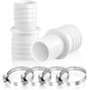 NUTKIT 2 Pezzi Raccordo Tubo Piscina, 32 a 38 mm di Diametro, Adattatore per Tubo da Piscina, Connettori per Tubi, con 8 Pezzi Fascette Stringitubo, Adattatore per Tubo Doppio- Bianco