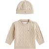 Tommy Hilfiger Neonati Set Pullover e Berretto, Beige (Gulf Sand), 86