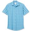 Amazon Essentials Camicia in Popeline a Maniche Corte Regular Fit Uomo, Blu Bianco Motivo Scozzese, M