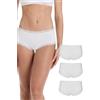 Lovable Culotte e Parigamba | Pacco da 3 Mutandine Slip Fianco Largo in Microfibra e Pizzo | Morbide e Confortevoli | Intimo Lacy Micro Donna x3, Bianco, S