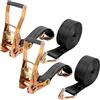 DAJAVE Set di 2 Cinghie con Cricchetto e Gancio 6m, 3000kg, 50mm Cinghia Fissaggio a Cricchetto Ratchet,Resistenza alla Rottura,Cinghia a Cricchetto,Cinghie con Gancio per Moto,Traslochi e Carico Nero