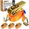 KODIAK STRAPS 4 Cinghie di Tensione 4m x 1000kg con Cricchetto e Gancio - Cinghie a Cricchetto da 25mm - Cinghia Arancione per la Sicurezza del Carico - Certificato TÜV/GS e secondo DIN EN 12195-2 - KODIAK STRAPS