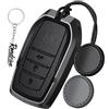 Rondrive Custodia per chiave auto, compatibile con Toyota CHR Corola Cross Aygo X Yaris 4 GR BZ4X GT86 RAV4 Auris Prado lega di zinco + portachiavi in pelle 3 tasti nero