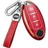 HIBEYO Custodia Smart per Chiave Auto, Adatta per Nissan Qashqai Juke X-Trail Micra Murano Infiniti Telecomando Keyless Portachiavi B (Rosso)