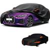 generico Telo copriauto esterni Compatibile con BMW i4 2021-2026,antivento,antipioggia,antineve,antisole impermeabile,protezione per tutte le stagioni (black orange)